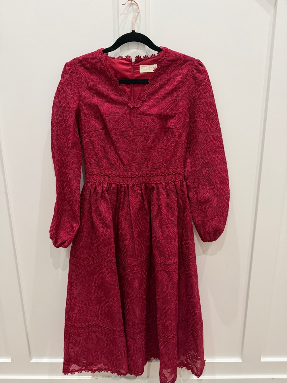 Rachel Parcell Girls Red Lace Long Sleeve Party Dress